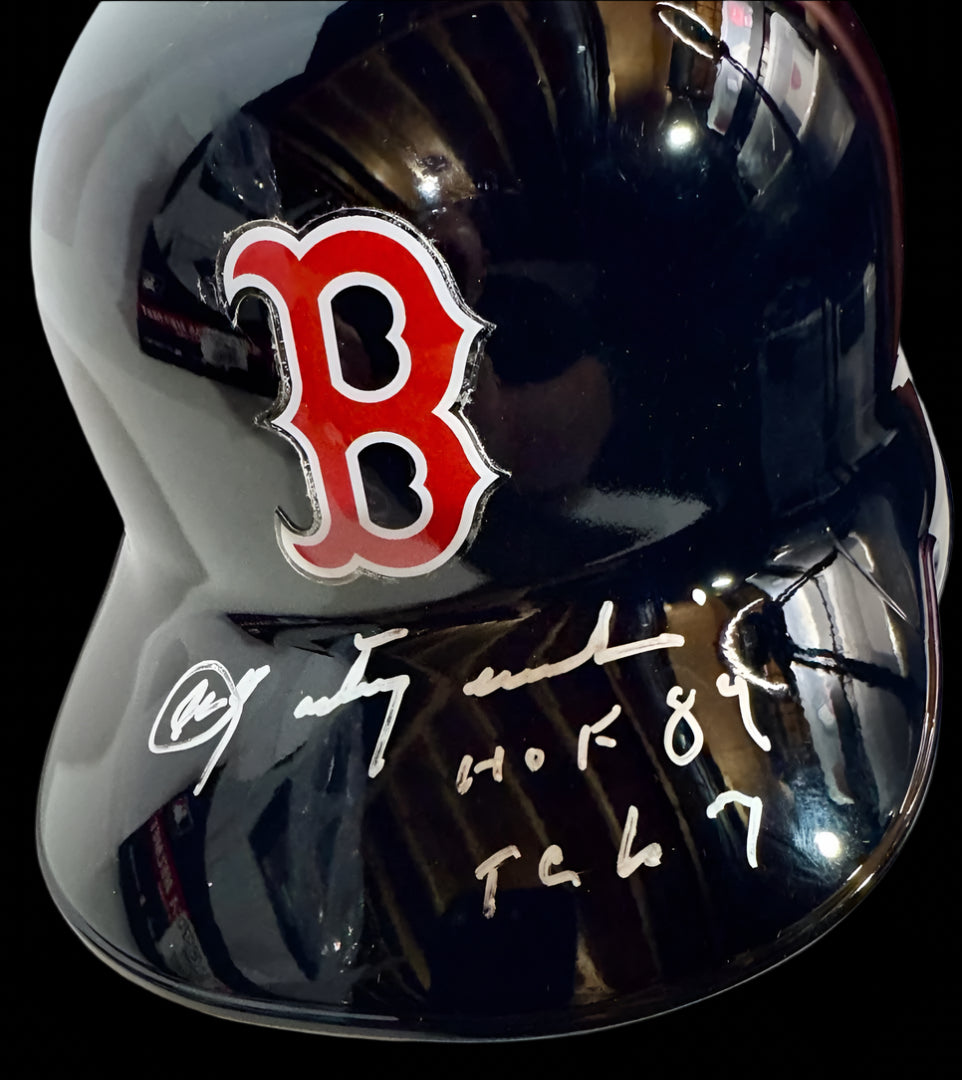 Carl Yastrzemski signed full size batting helmet w/HOF and TC inscription Beckett COA
